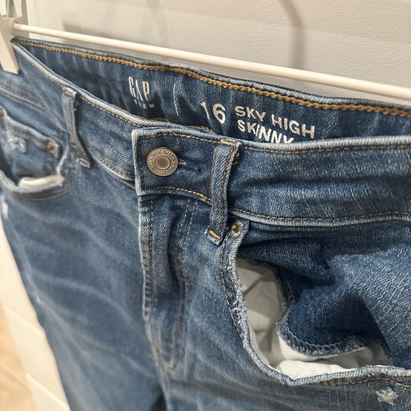 GAP TEEN SIZE 16 JEANS SKY HIGH SKINNY ANKLE IN LIGHT DENIM NWOT - Picture 9 of 14